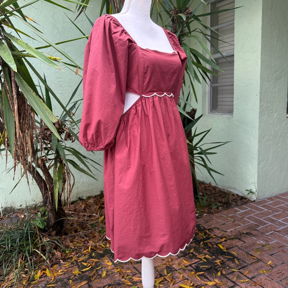 Cut Out Bow Back Rust Dress - Picture 4 of 13